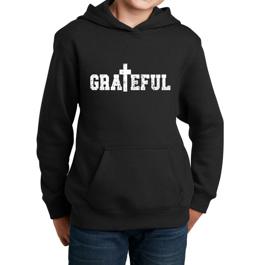 Youth Graphic Hoodie, Grateful Cross Illustration-0